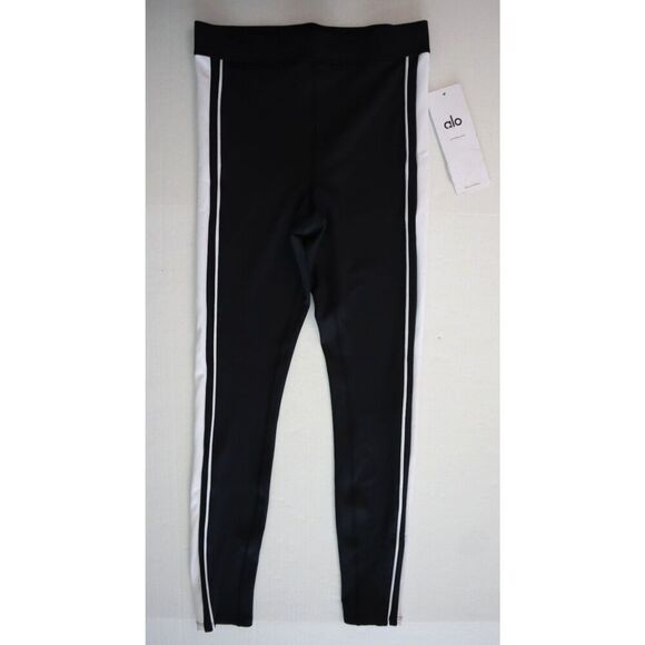ALO W51234R Women Sz XS Black/White Airlift High-Waist 7/8 Car Club Legging - Picture 1 of 7